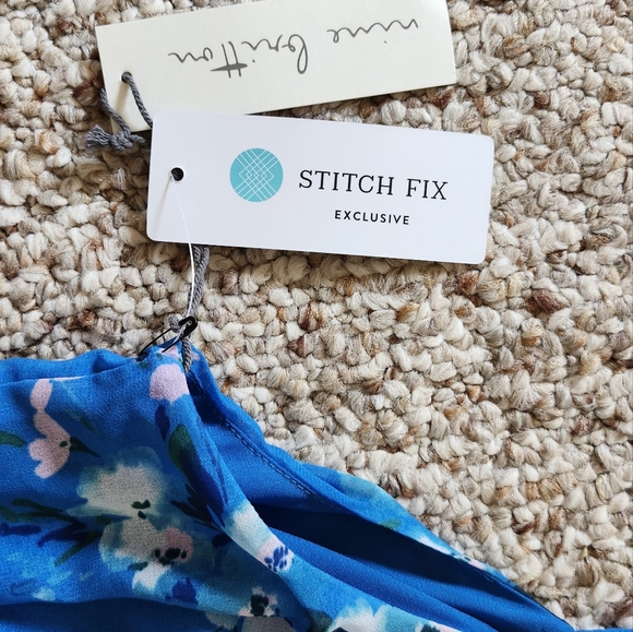 Nine Britton NWT Blue Flowered Spaghetti Strap Dress Size L - Picture 6 of 11